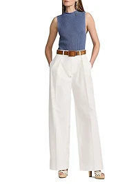 Washed Cotton High-Rise Wide-Leg Pants