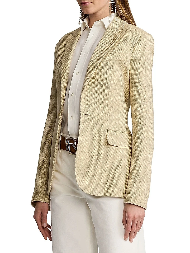 Safia Textured Linen Single-Breasted Blazer