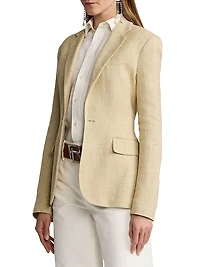 Safia Textured Linen Single-Breasted Blazer