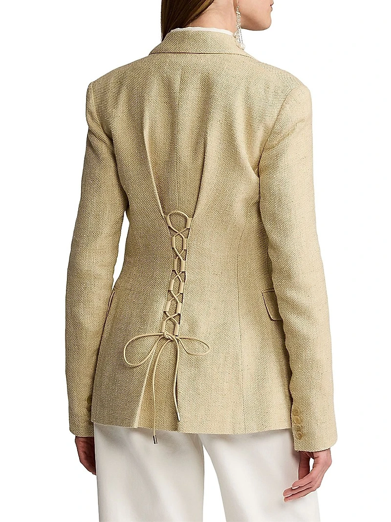 Safia Textured Linen Single-Breasted Blazer