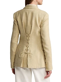 Safia Textured Linen Single-Breasted Blazer