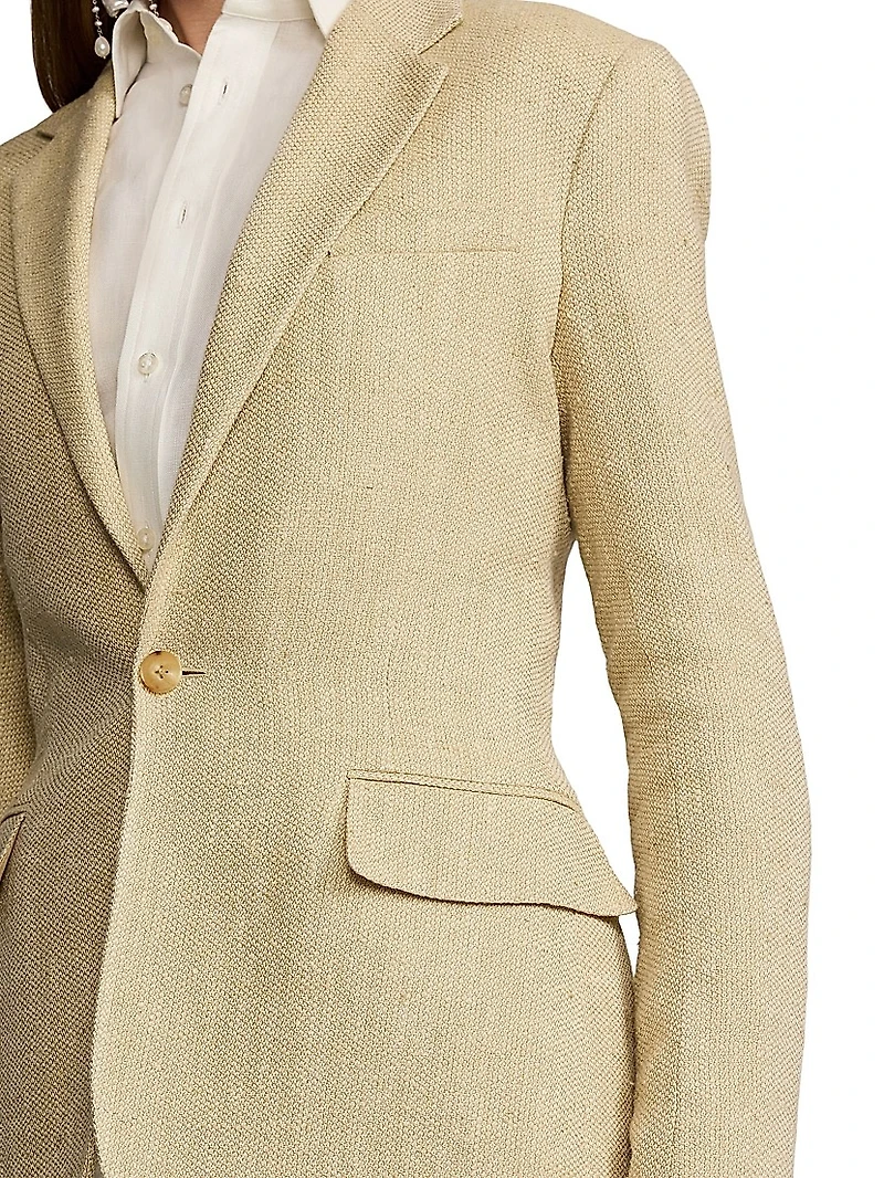 Safia Textured Linen Single-Breasted Blazer