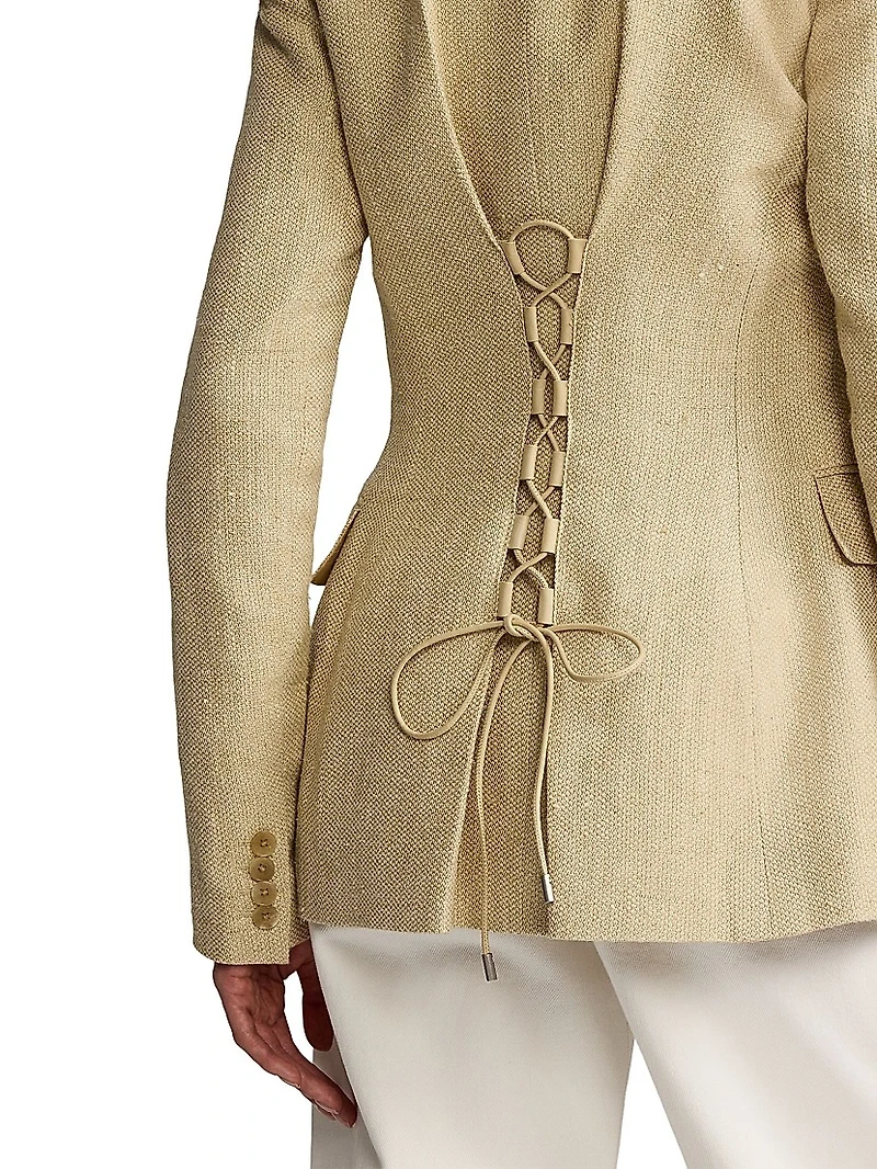 Safia Textured Linen Single-Breasted Blazer