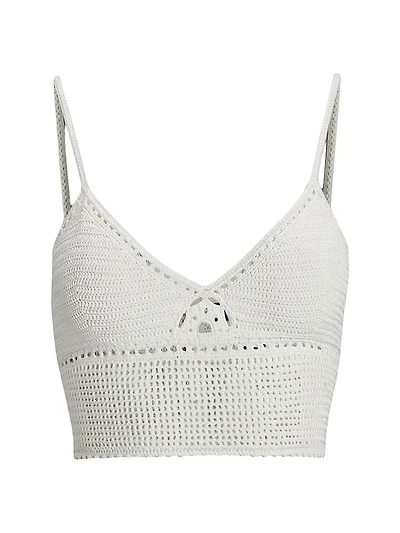 Crochet-Knit V-Neck Bralette Top