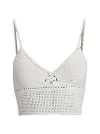 Crochet-Knit V-Neck Bralette Top