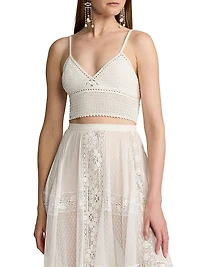 Crochet-Knit V-Neck Bralette Top