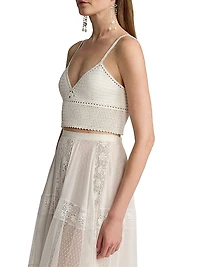Crochet-Knit V-Neck Bralette Top