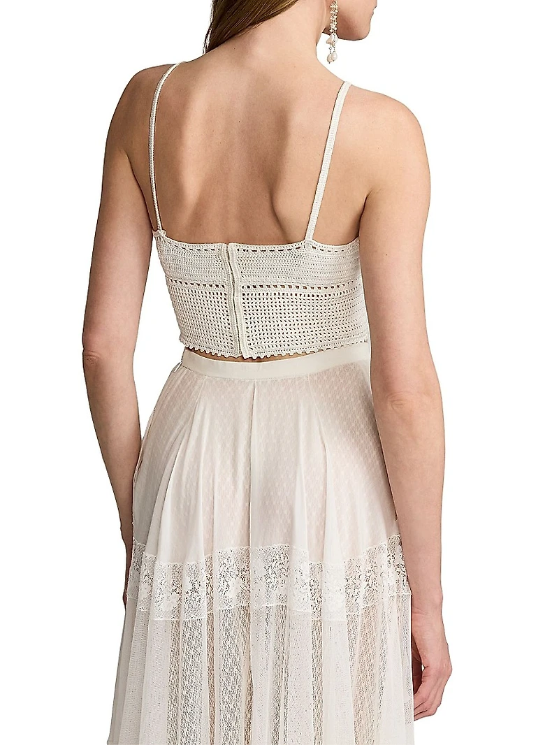 Crochet-Knit V-Neck Bralette Top