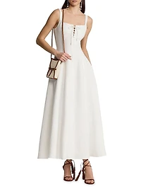 Linen-Blend Fit & Flare Sleeveless Midi-Dress