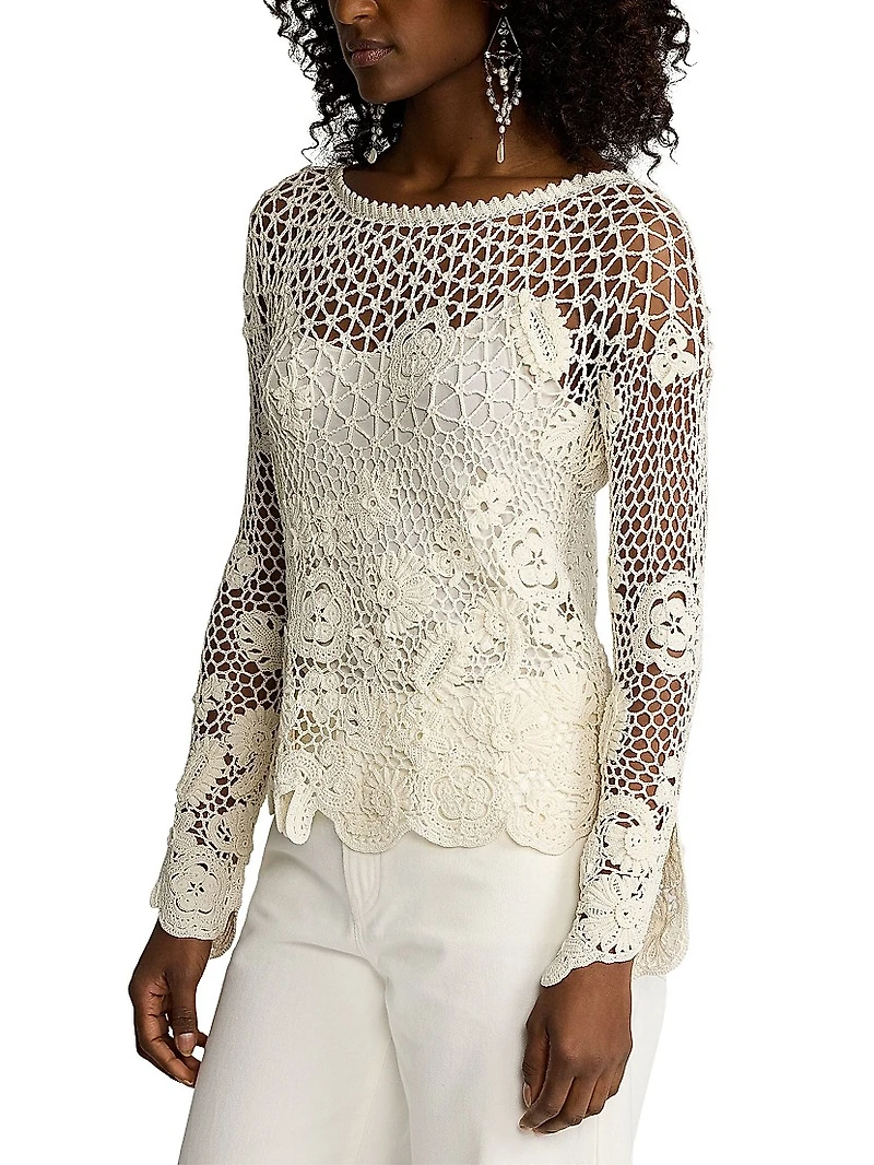 Floral Cotton Crochet Top