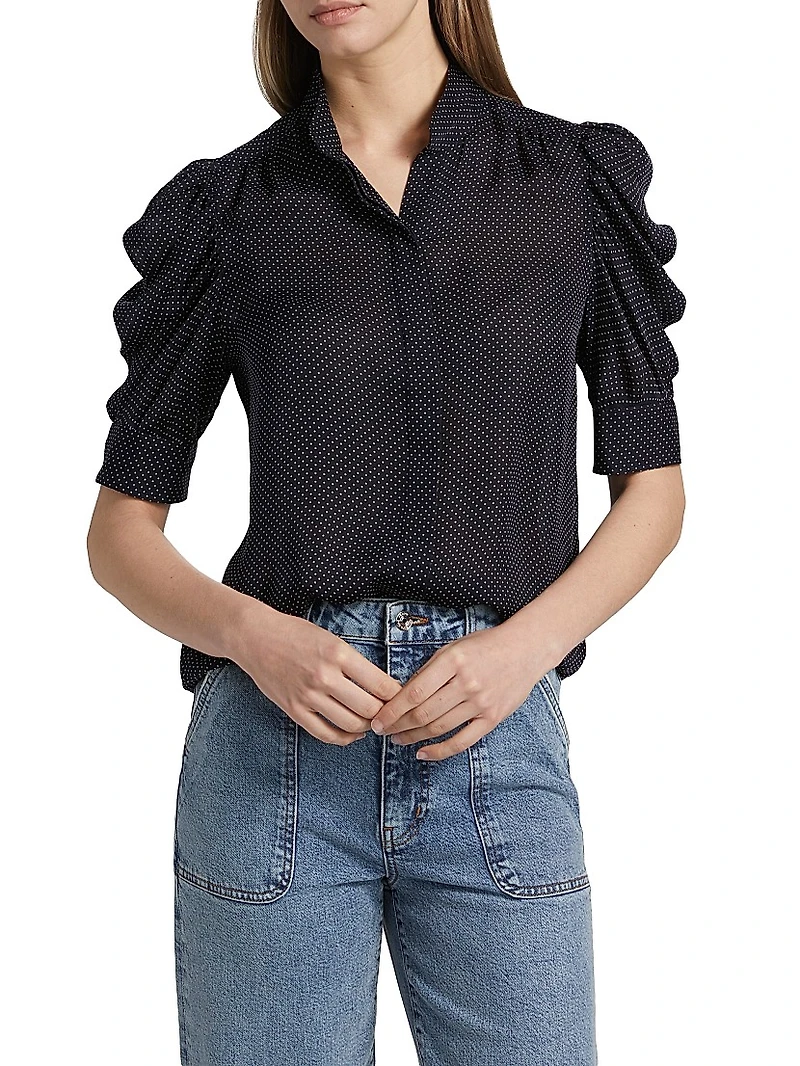 Gillian Polka Dot Silk Top