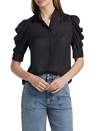 Gillian Polka Dot Silk Top