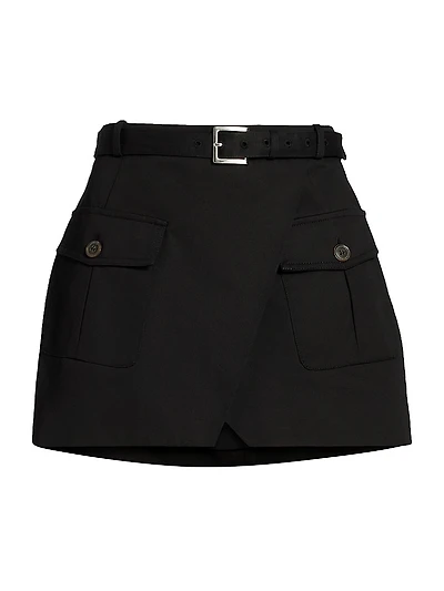 Denim A-Line Wrap Miniskirt