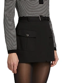 Denim A-Line Wrap Miniskirt