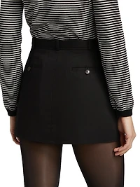 Denim A-Line Wrap Miniskirt