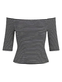 The Laur Striped Stretch Cotton Off-The-Shoulder Top