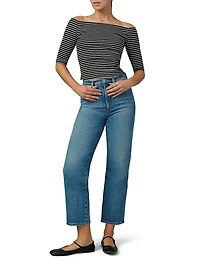 The Laur Striped Stretch Cotton Off-The-Shoulder Top