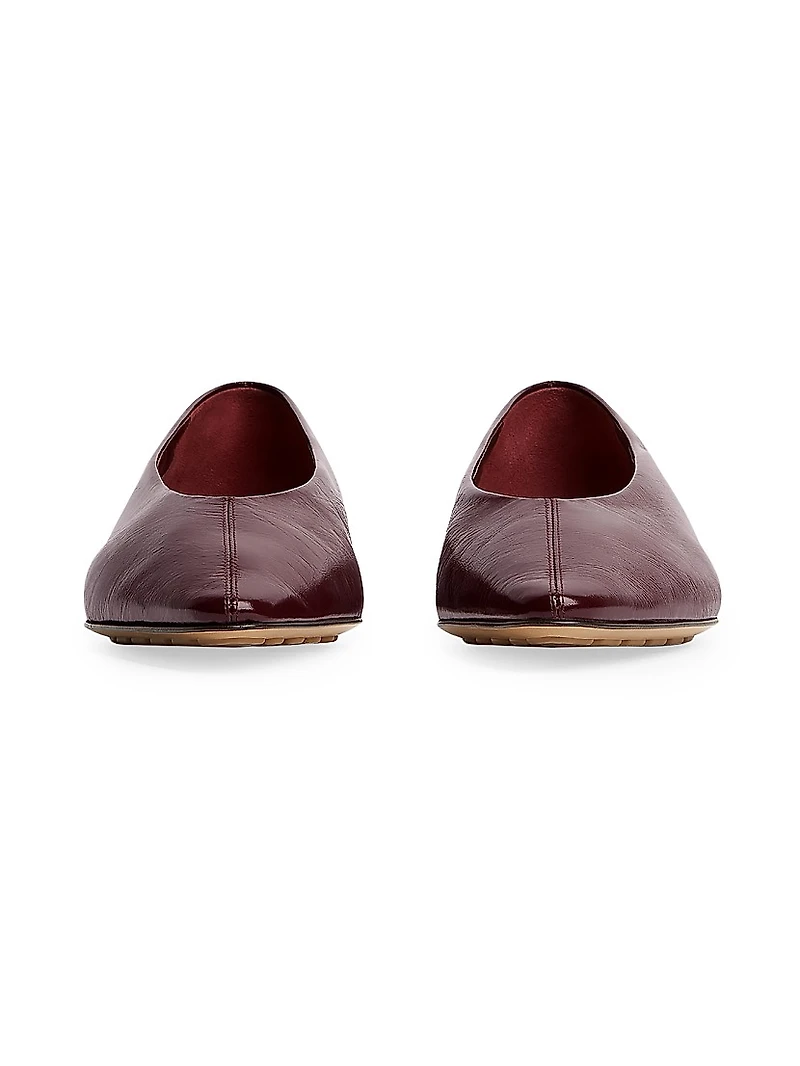 Pointed-Toe Patent Leather Ballet Flats
