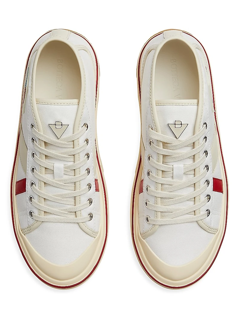 Eliot Logo-Detailed Leather & Canvas Sneakers
