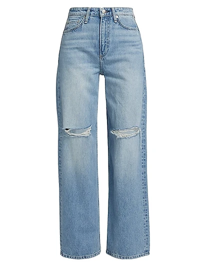 Logan Distressed Mid-Rise Wide-Leg Jeans