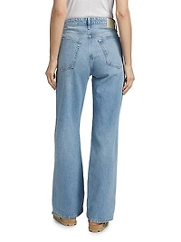 Logan Distressed Mid-Rise Wide-Leg Jeans