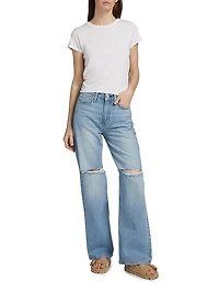 Logan Distressed Mid-Rise Wide-Leg Jeans