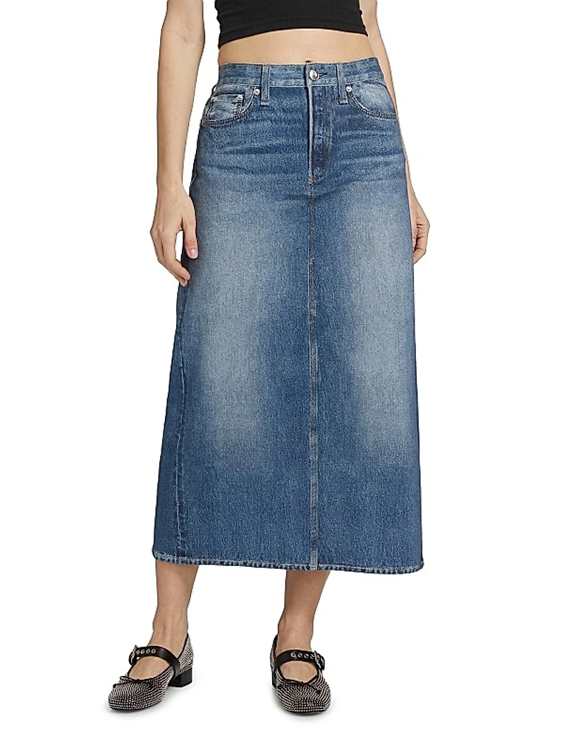 Miramar Gillian Cotton Denim Midi-Skirt