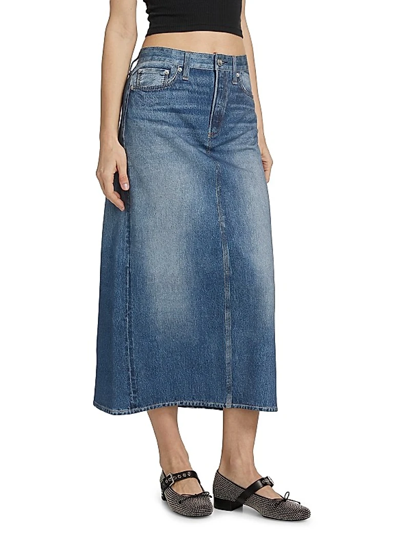 Miramar Gillian Cotton Denim Midi-Skirt