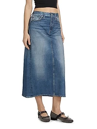 Miramar Gillian Cotton Denim Midi-Skirt
