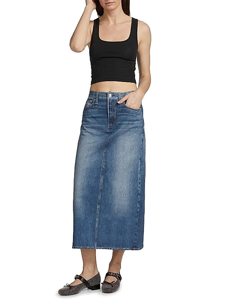 Miramar Gillian Cotton Denim Midi-Skirt