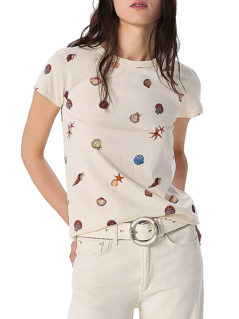 Seashell-Print Cotton Jersey T-Shirt