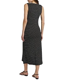The Knit Button-Front Striped Midi-Dress