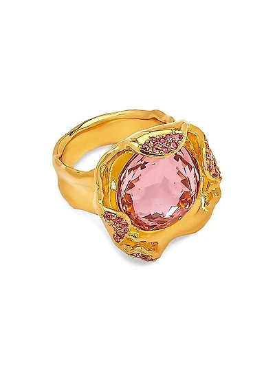 Nest 24K-Gold-Plated & Glass Crystal Ring