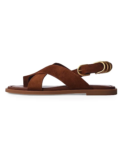 Gia Suede Toe-Loop Sandals