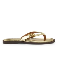 Gia Metallic Leather Thong Sandals
