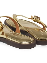 Gia Metallic Leather Thong Sandals