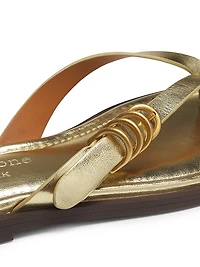 Gia Metallic Leather Thong Sandals