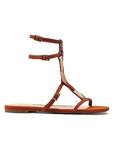 Cassandra Embellished Suede Flat Sandals