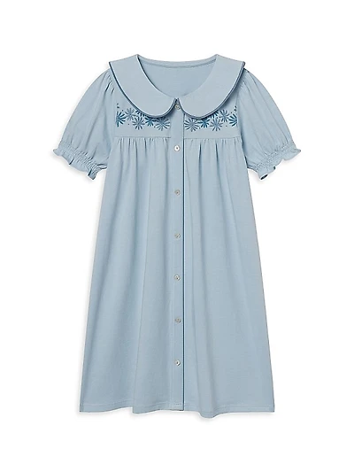 Little Girl's & Girl's Lexi Embroidered Cotton Jersey Shirtdress