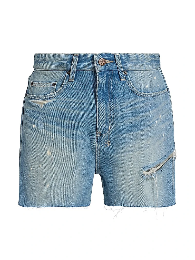 Raw-Hem Relaxed-Fit Denim Shorts