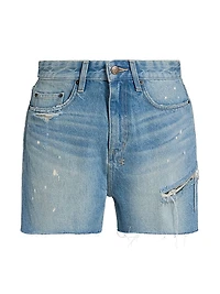 Raw-Hem Relaxed-Fit Denim Shorts