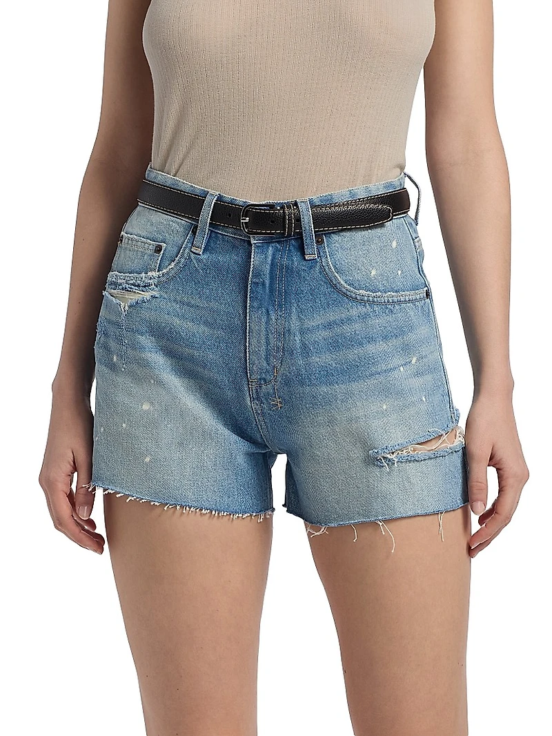 Raw-Hem Relaxed-Fit Denim Shorts