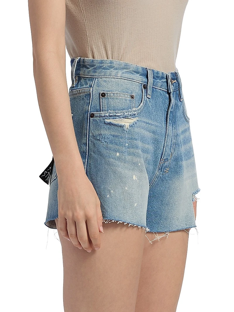 Raw-Hem Relaxed-Fit Denim Shorts