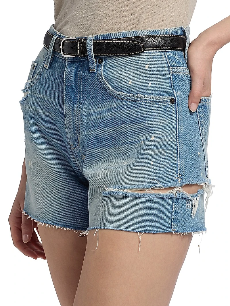 Raw-Hem Relaxed-Fit Denim Shorts