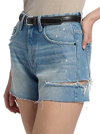 Raw-Hem Relaxed-Fit Denim Shorts