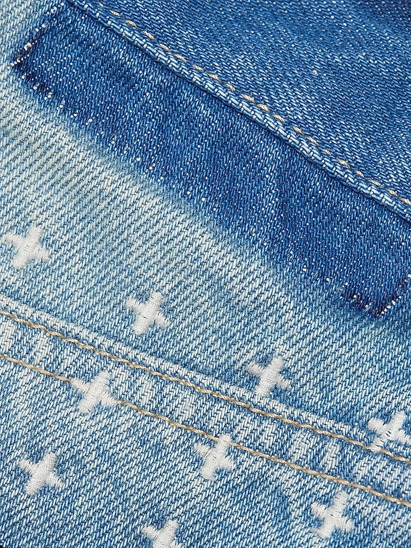 Raw-Hem Relaxed-Fit Denim Shorts