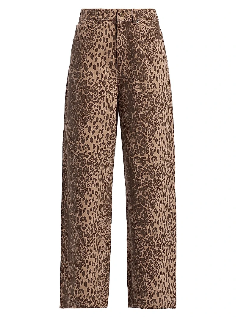 Leopard-Print Baggy Jeans