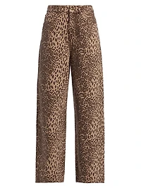 Leopard-Print Baggy Jeans