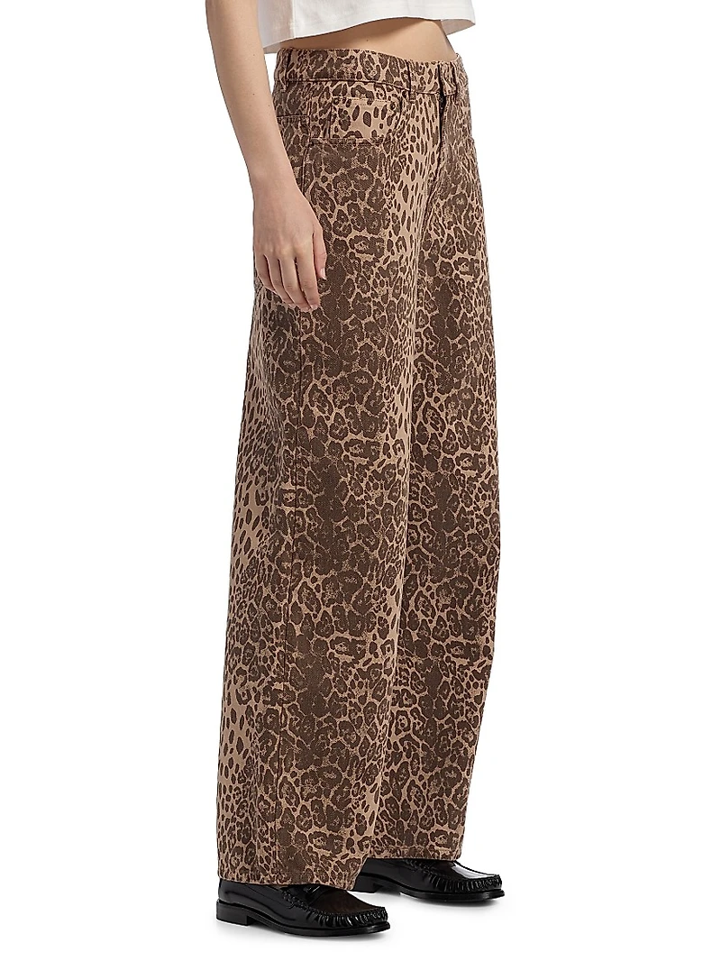 Leopard-Print Baggy Jeans