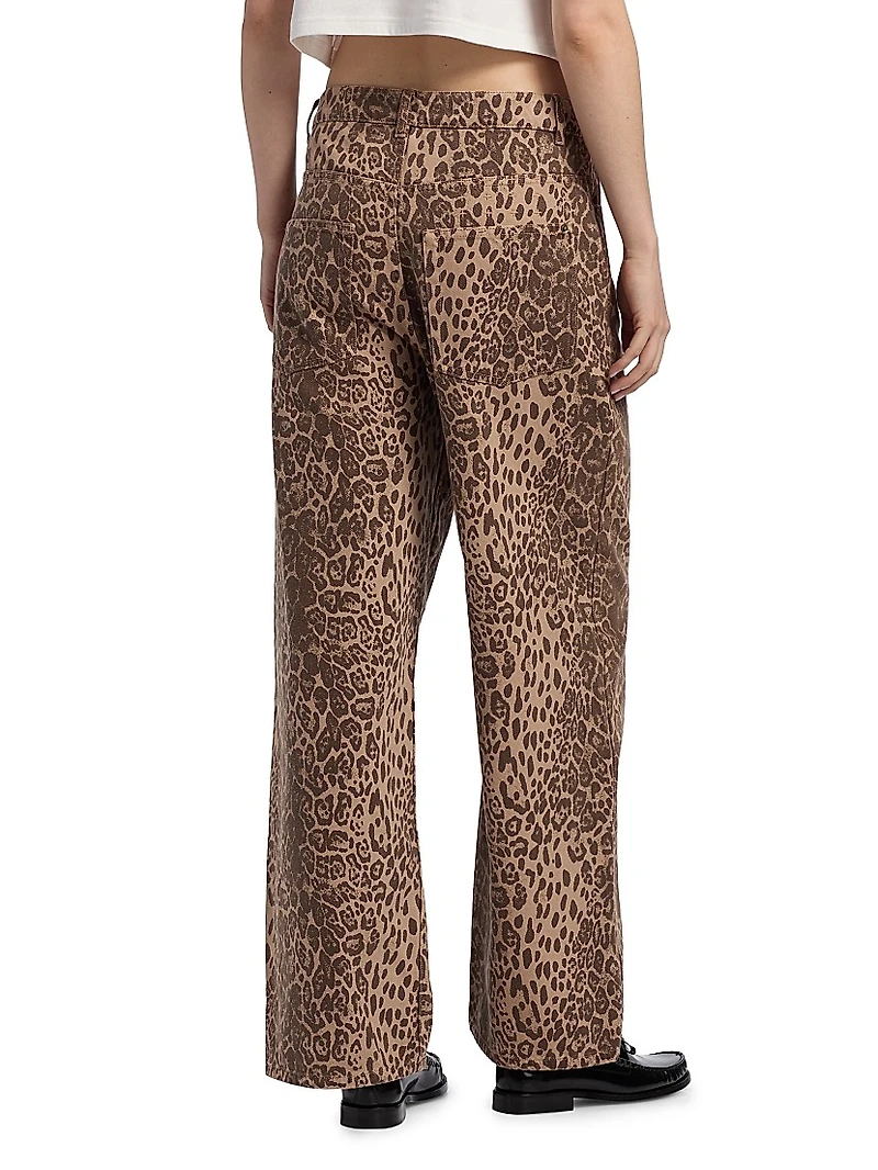 Leopard-Print Baggy Jeans